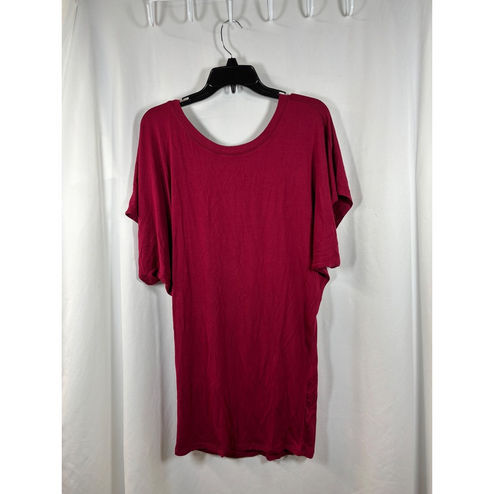 Lock and Love Burgundy Dolman Sleeve Tunic Top Scoop Neck Modal Blend Medium